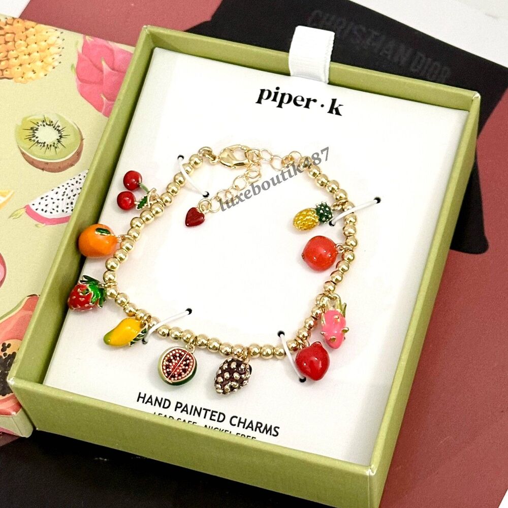 Piper K Fruit Charm Gold-tone Bracelet